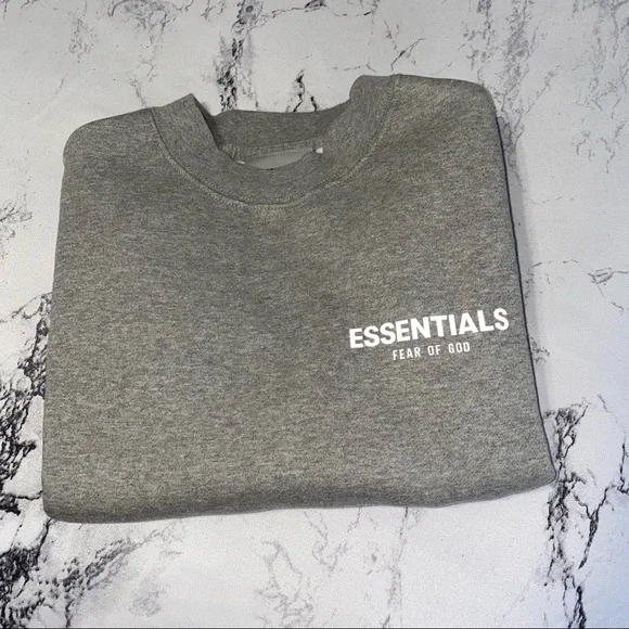 🔴SOLD🔴 Essentials Fear Of God Kids Heather Oatmeal Crew Neck Sweatshirt - Picture 5 of 12